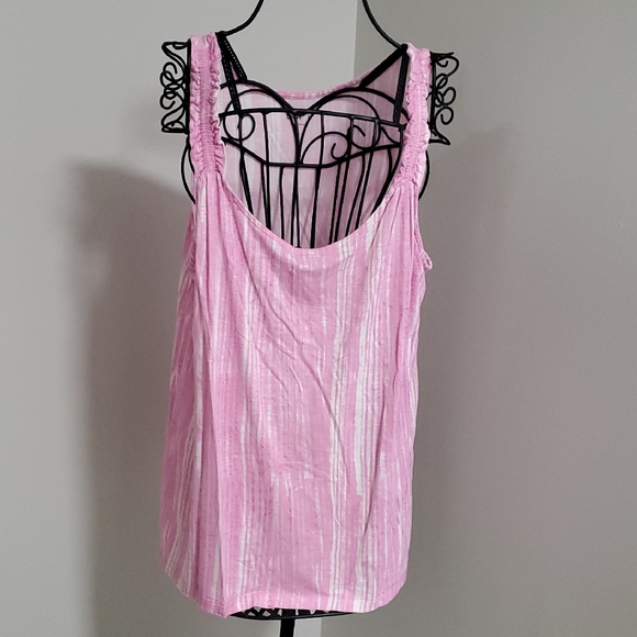 LOFT Tops - Banana Republic Pink and White Striped Tank Top